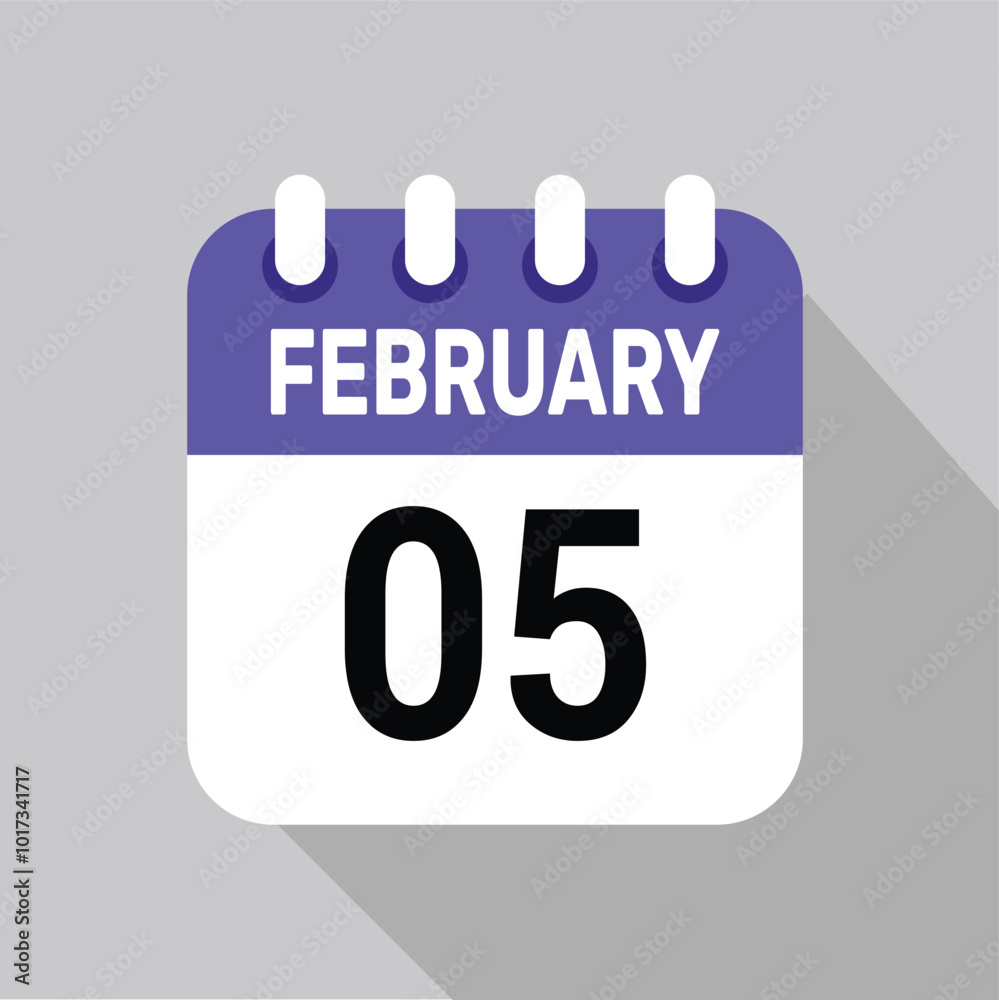 5 february calender icon text page monthly web design. 5 february calender icon text page monthly web design.