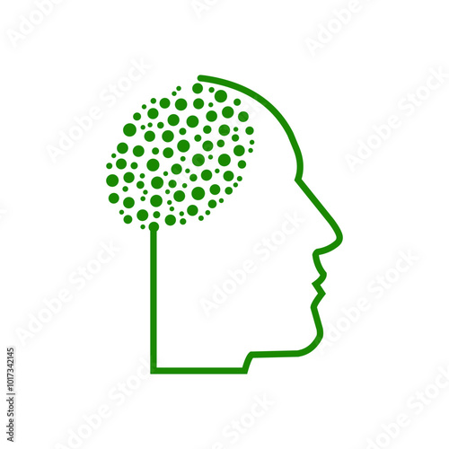 Human head with brain organ vector illustration  isolated