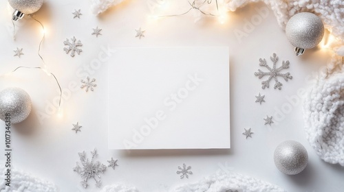 Blank card with holiday decoration for greeting card poster design.