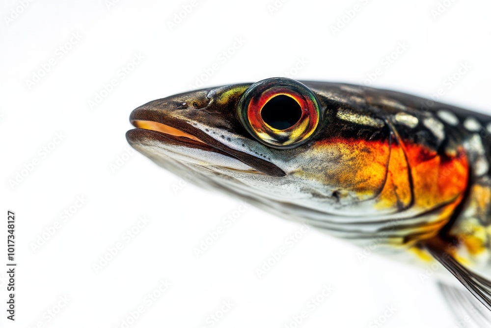Mystic portrait of Guachanche Barracuda in studio, copy space on right side, Close-up View, isolated on white background Mystic portrait of Guachanche Barracuda in studio, copy space on right side, Close-up View, isolated on white background