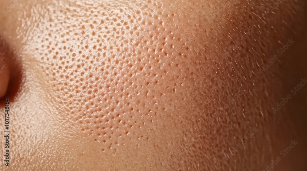 Fototapeta premium A closeup of problematic skin with visible acne and redness before treatment, set against a neutral background, ideal for skincare tutorials and product applications.