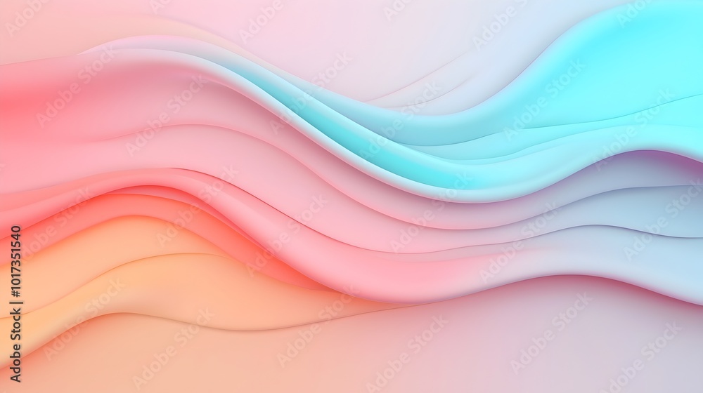 Obraz premium Smooth fluid 3D featuring pastel gradient backdrop and dynamic organic shapes Minimalist modern and visually captivating digital artwork