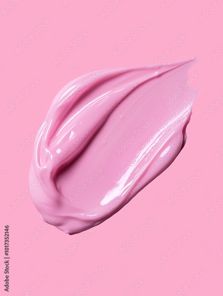 A macro shot of a creamy moisturizer smear in soft pastel colors isolated on a solid pink background, ideal for beauty product packaging ads and cosmetics. A macro shot of a creamy moisturizer smear in soft pastel colors isolated on a solid pink background, ideal for beauty product packaging ads and cosmetics.