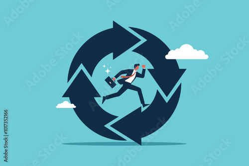 experienced businessman running habit circle arrow diagram