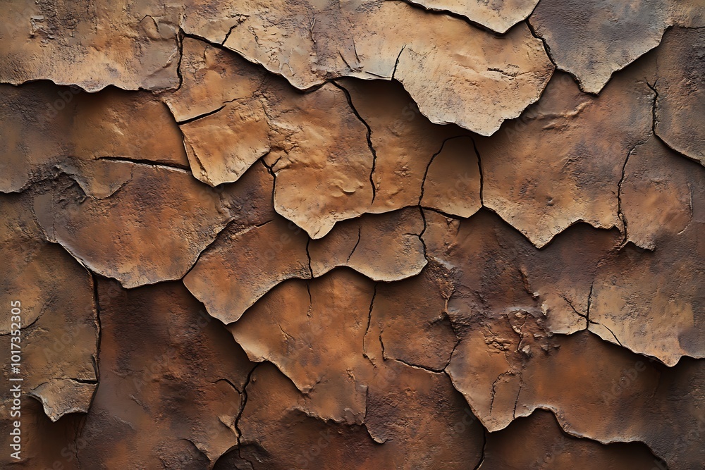 Textured brown surface with cracked patterns resembling dry earth. Textured brown surface with cracked patterns resembling dry earth.