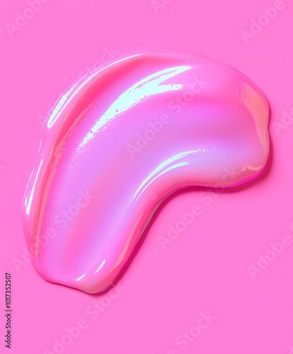 A macro shot of a creamy moisturizer smear in soft pastel colors isolated on a solid pink background, ideal for beauty product packaging ads and cosmetics.