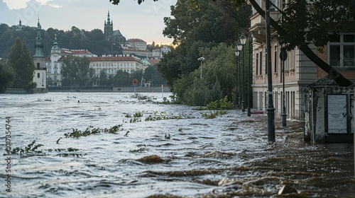 September 16, 2024: High Water Levels on the Vltava River in Prague Due to Storm Boris and Heavy Rainfall photo