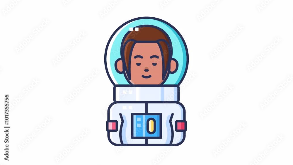 Animated avatar of a female astronaut with a friendly expression wearing astronaut gear. Animated avatar of a female astronaut with a friendly expression wearing astronaut gear.