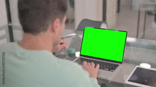 Working on Laptop with Green Screen Chroma Key