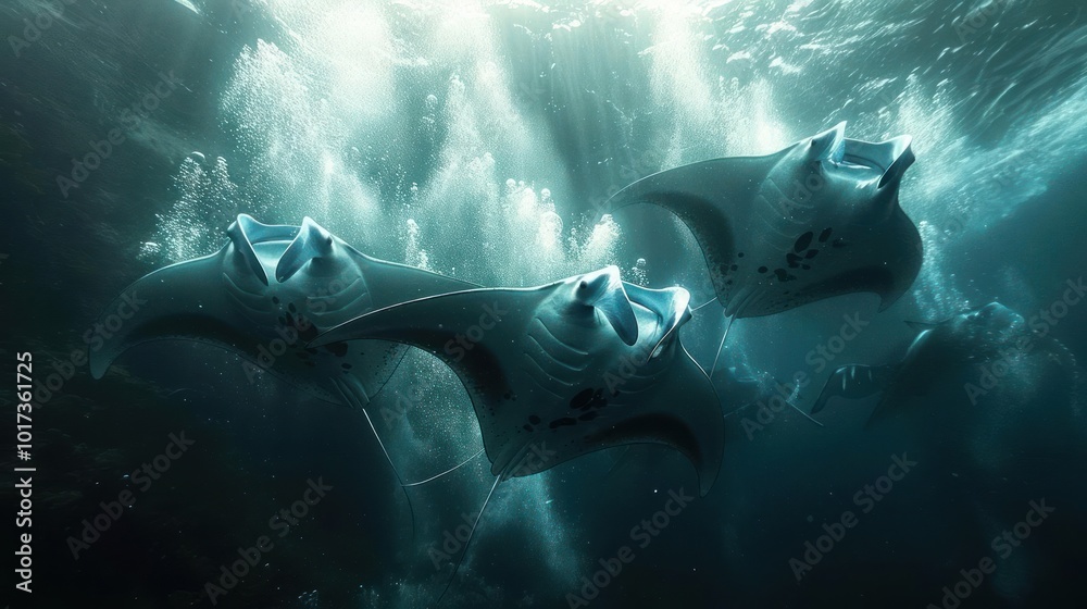 Fototapeta premium a couple of stingfish swimming in the ocean