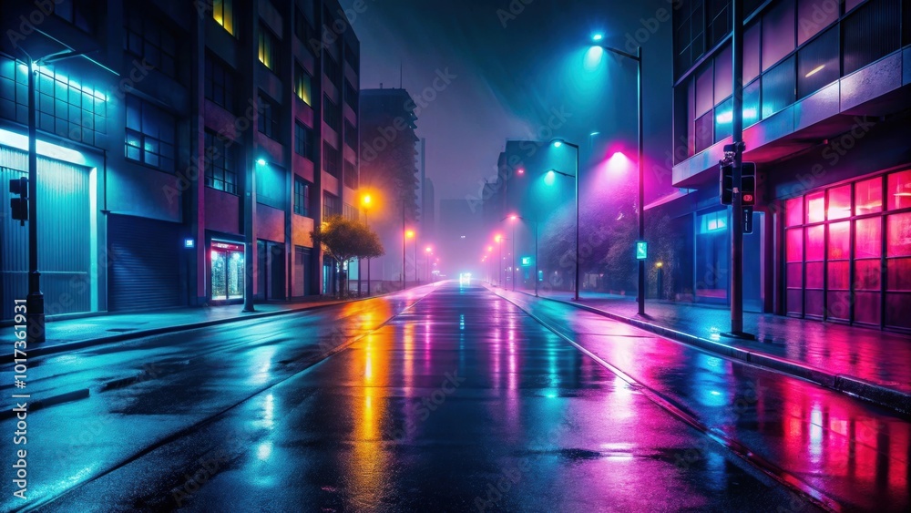 Neon-lit empty street on a foggy and rainy night, neon, rainy, fogy, moody, empty, street, urban, cityscape, atmospheric Neon-lit empty street on a foggy and rainy night, neon, rainy, fogy, moody, empty, street, urban, cityscape, atmospheric
