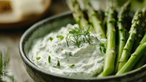 Savory asparagus and tzatziki photo