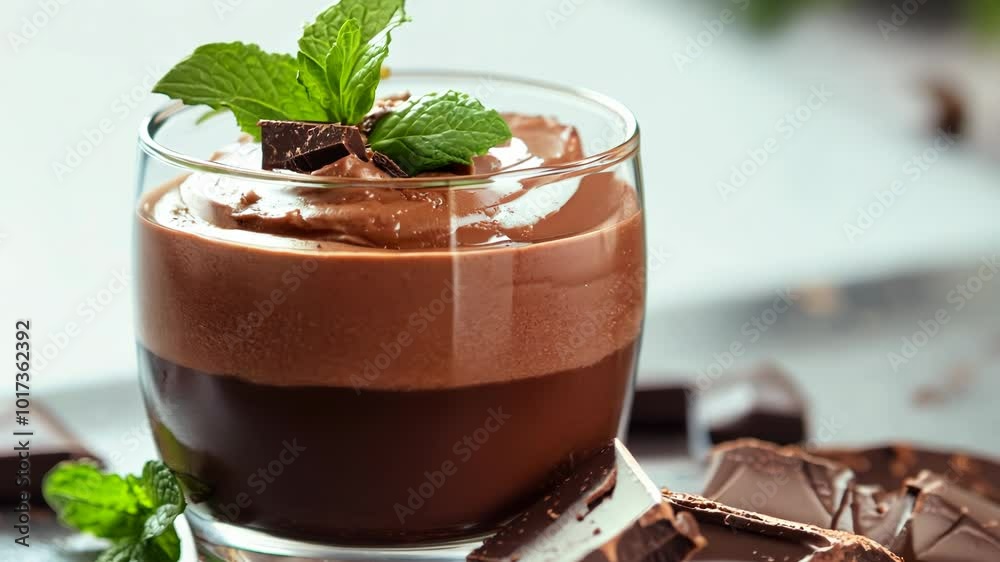 Decadent Chocolate Mousse with Mint Garnish