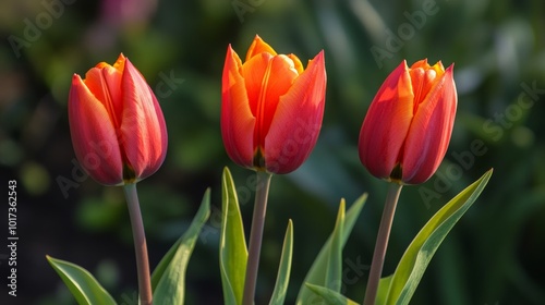 Garden tulips are in full bloom.