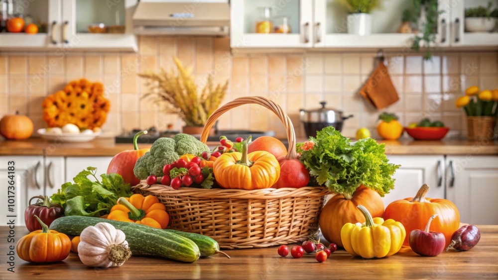 Freshly harvested autumn vegetables on a kitchen counter , carrots, beets, potatoes, organic, fresh, harvest, autumn Freshly harvested autumn vegetables on a kitchen counter , carrots, beets, potatoes, organic, fresh, harvest, autumn