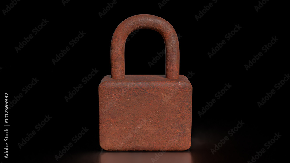 Fototapeta premium The Rusty lock for Cybersecurity or technology concept 3d rendering..
