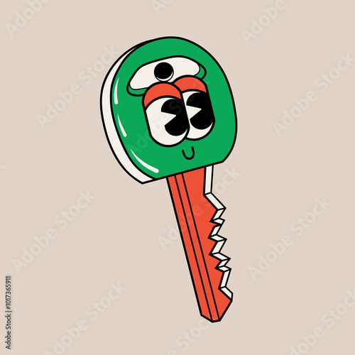 Doodle cute character key sticker illustration