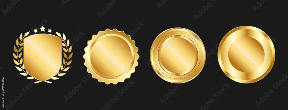 Gold Round Badge Collection for Premium Awards and Luxury Certificates

