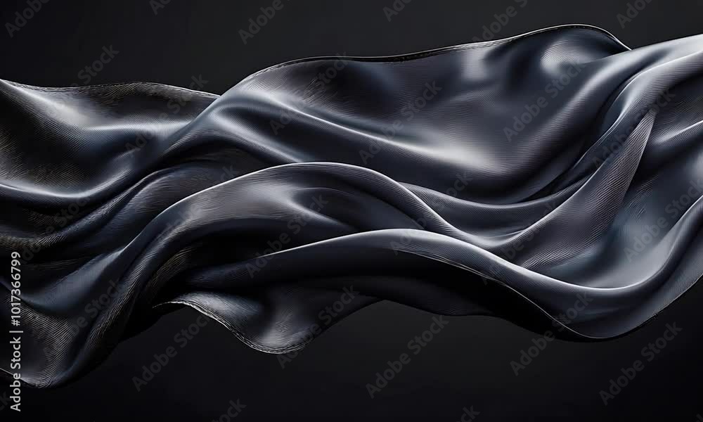 Black fabric flowing and waving in the air. Black fabric flowing and waving in the air.