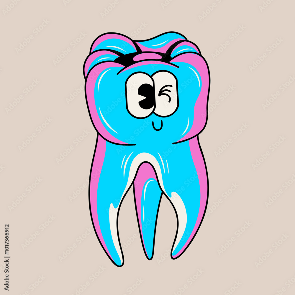 Doodle cute character tooth sticker illustration Doodle cute character tooth sticker illustration