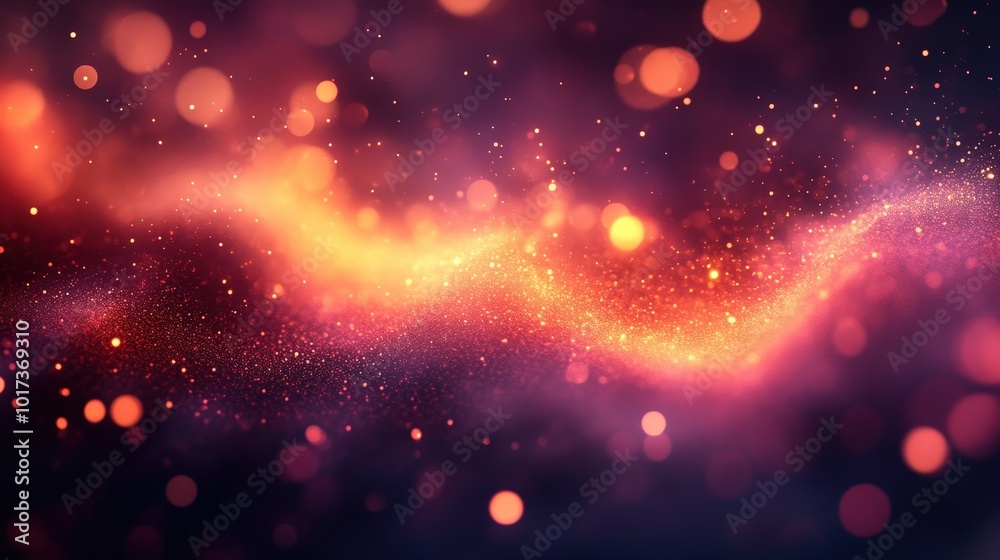 Abstract Flow Of Glowing Pink And Orange Particles Creating A Dynamic Bokeh Effect On A Dark Background Abstract Flow Of Glowing Pink And Orange Particles Creating A Dynamic Bokeh Effect On A Dark Background