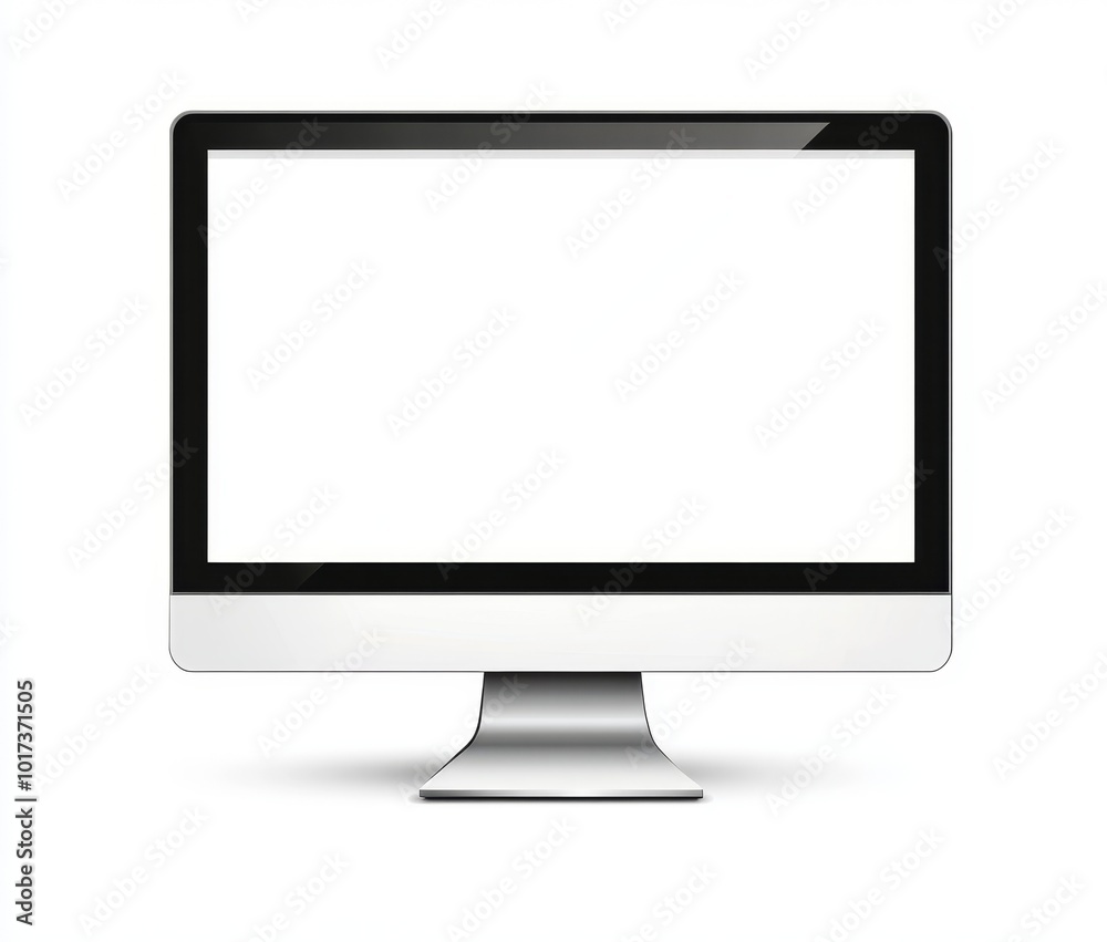 Modern computer monitor with blank white screen isolated on white background. Modern computer monitor with blank white screen isolated on white background.