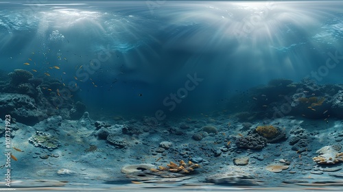 Interactive Underwater Experience: 8K 360-Degree Equirectangular Projection Featuring HDRI Spherical Panorama