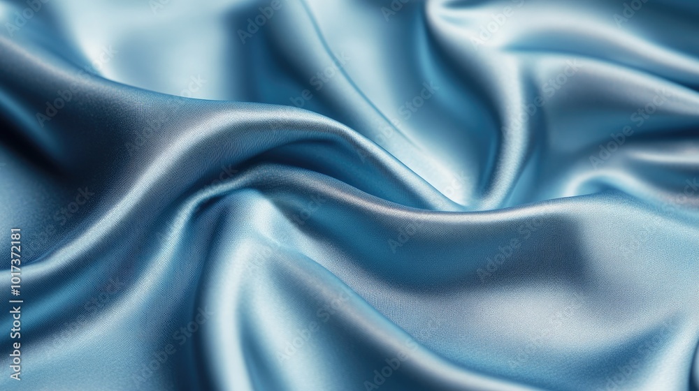 Fototapeta premium Luxurious Blue Silk Fabric with Elegant Folds and Soft Texture for Fashion and Interior Design Concepts