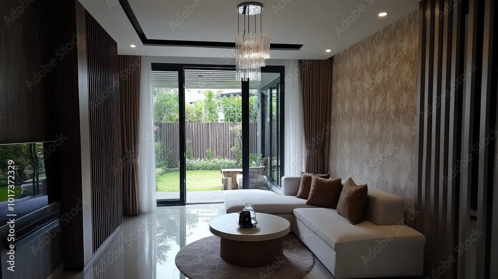 Fototapeta premium A photo of the interior design for a small living room