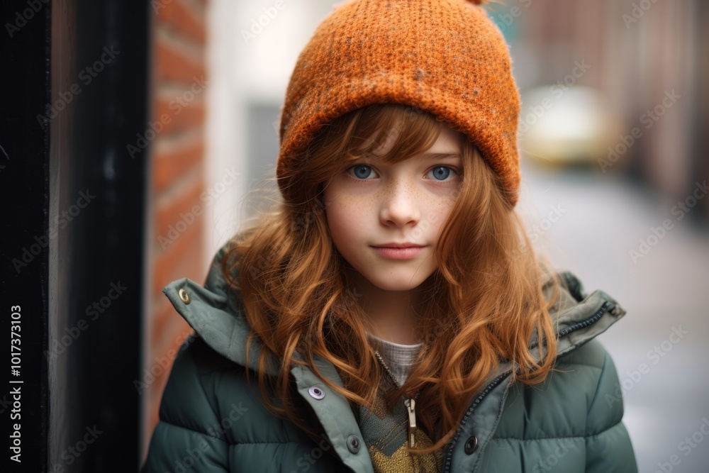 Portrait of a beautiful red-haired girl in a warm hat and coat. Portrait of a beautiful red-haired girl in a warm hat and coat.