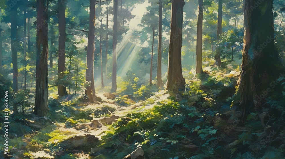 Obraz premium 静寂のささやきの木々18