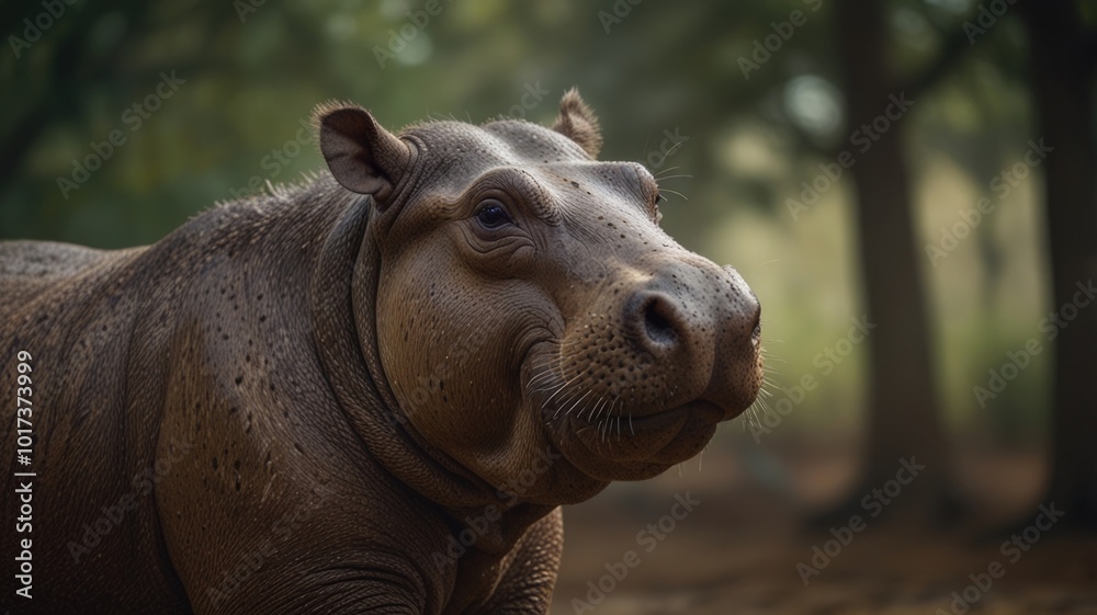 Hippotamus over a blurry background, Hippotamus over a blurry background,