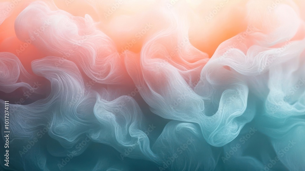 Obraz premium a blurry photo of white smoke on a blue and orange background