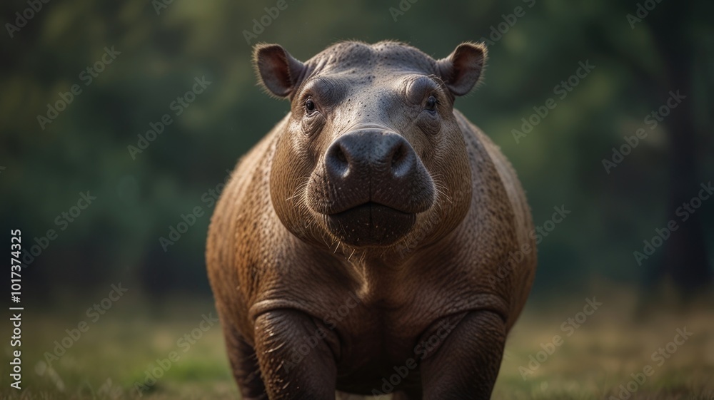 Hippotamus over a blurry background, Hippotamus over a blurry background,