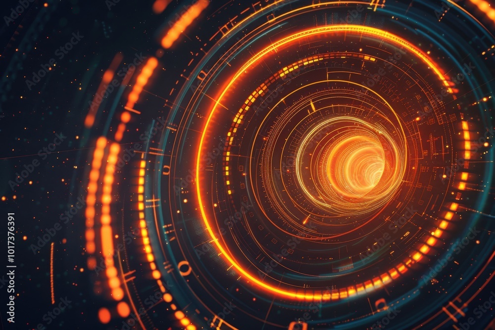 A glowing orange circle with a black background, generative ai image A glowing orange circle with a black background, generative ai image
