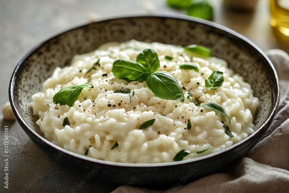 Creamy Risotto with Fresh Basil and Pepper Creamy Risotto with Fresh Basil and Pepper
