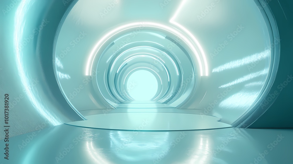 Obraz premium Digital Technology Blue Circular Poster Background with generative