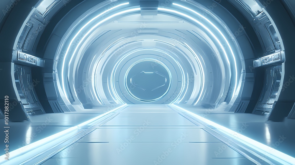 Fototapeta premium Digital Technology Blue Circular Poster Background with generative