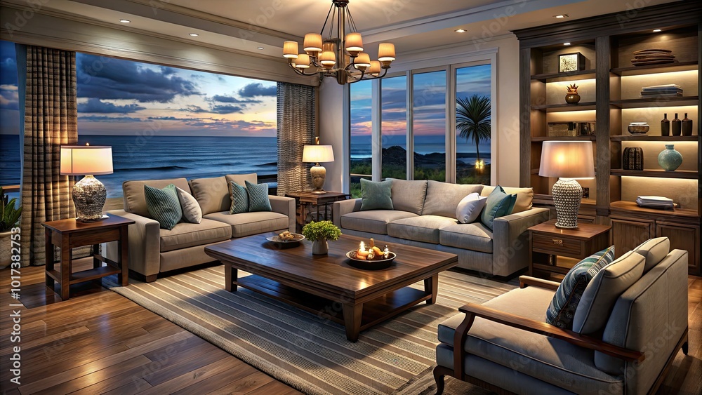 Achieve a tranquil beach house vibe with dark furniture in your coastal living room, enhanced by chic interior decor ideas for a soothing atmosphere. Achieve a tranquil beach house vibe with dark furniture in your coastal living room, enhanced by chic interior decor ideas for a soothing atmosphere.