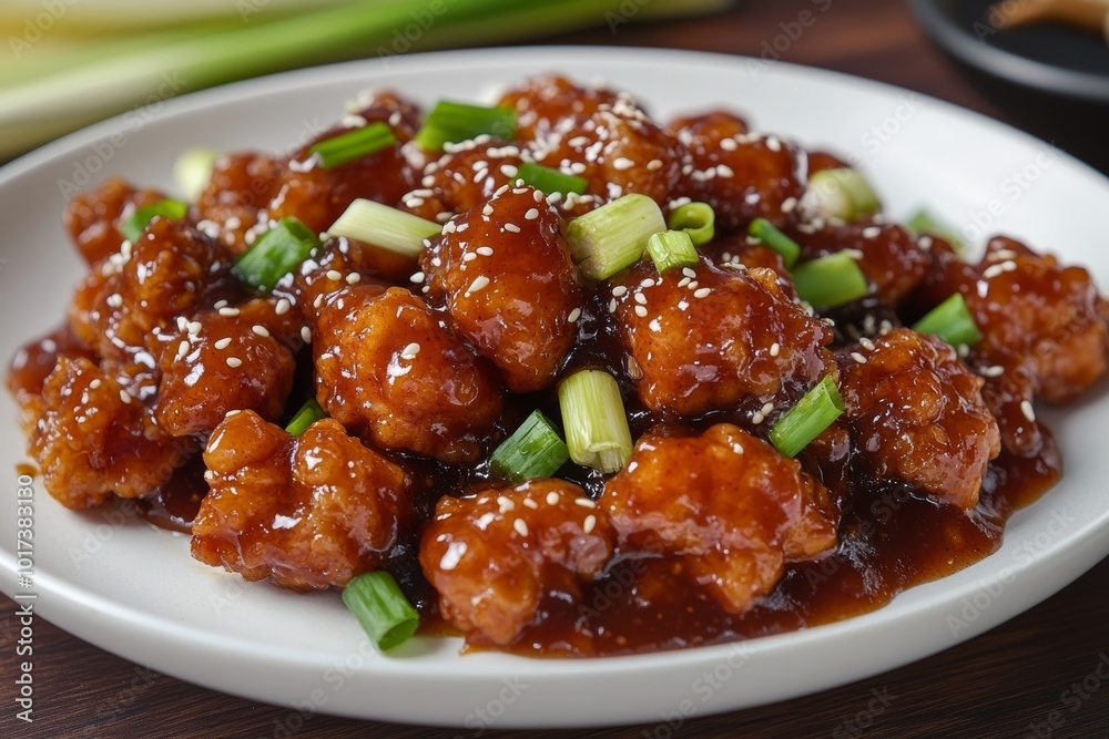 Sesame Chicken with Green Onions and Sauce Sesame Chicken with Green Onions and Sauce