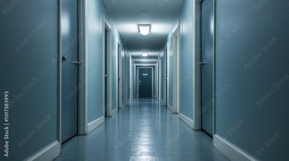 Empty Hallway with Doors