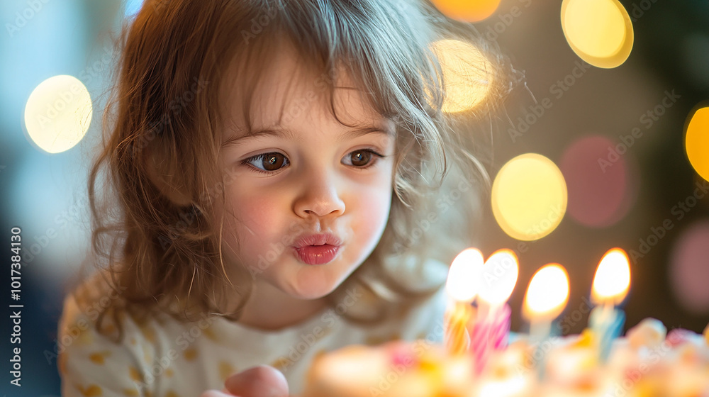 little girl with cake is blowing a birthday cake
little girl with cake is blowing a birthday cake