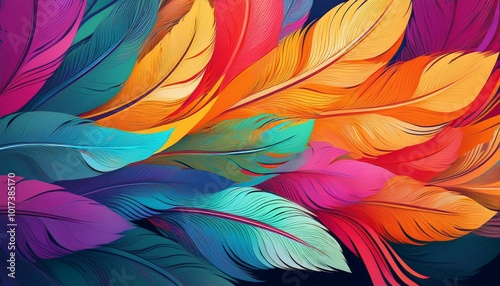 Colorful feathers abstract art