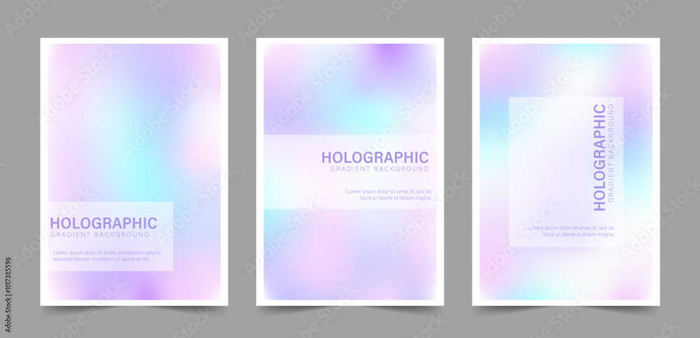 Y2k Holographic Gradient Background. Set of trendy abstract neon templates. Iridescent aura posters. Modern pearlescent vector. Pastel minimalist backdrop for posts, brochures or banners. Y2k Holographic Gradient Background. Set of trendy abstract neon templates. Iridescent aura posters. Modern pearlescent vector. Pastel minimalist backdrop for posts, brochures or banners.