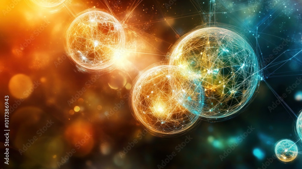 An abstract representation of interconnected spheres, each symbolizing different ideas and the process of collaboration. An abstract representation of interconnected spheres, each symbolizing different ideas and the process of collaboration.