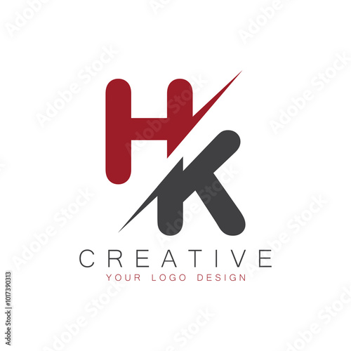 HK initial monogram logo with creative design.