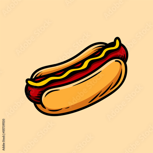 hotdog simple hand drawn coloring cartoon illustration design