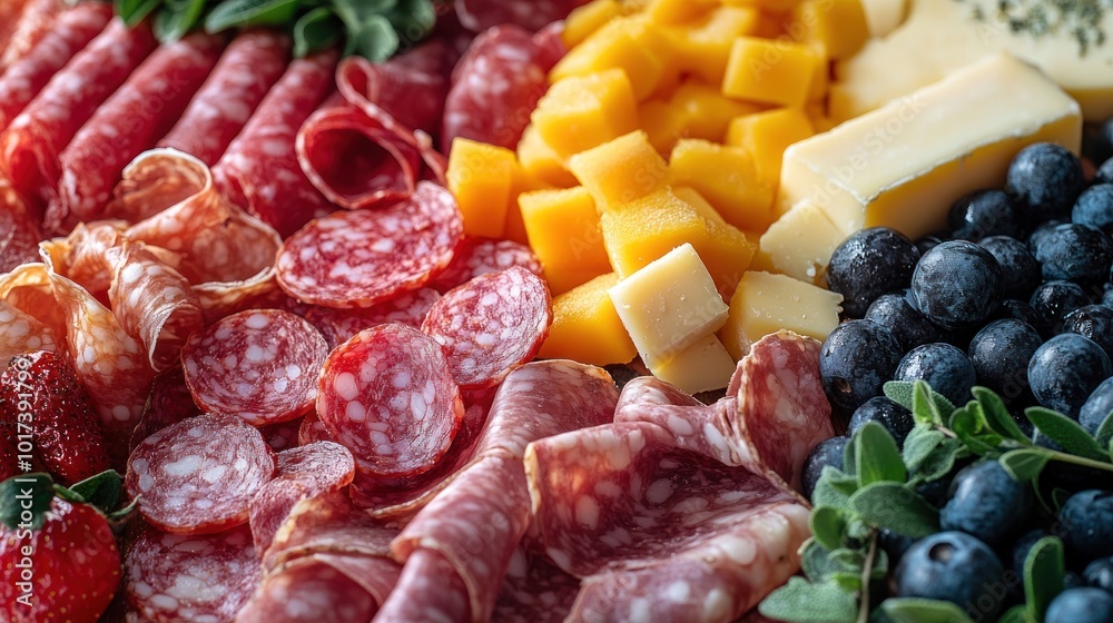 Appetizer Platter with Salami, Cheese and Fruit Appetizer Platter with Salami, Cheese and Fruit