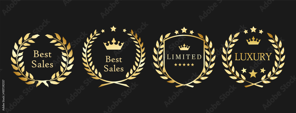 Obraz premium Luxury and Premium Laurel Wreath Badges for Exclusive Offers and Products