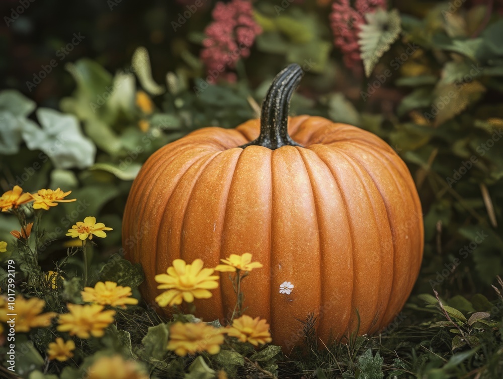 Fototapeta premium pumpkin characteristics and garden elements